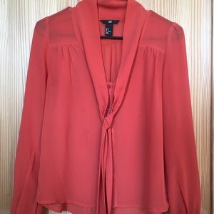 H&M sheer blouse in orange - great for work!
